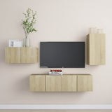 4 Piece TV Cabinet Set Sonoma Oak Engineered Wood 3078992