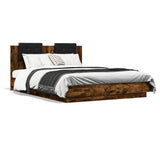 Bed Frame with LED without Mattress Smoked Oak 120x200 cm 3210021