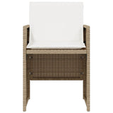 3 Piece Bistro Set with Cushions Beige Poly Rattan 365066