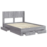 Bed Frame with Storage and Headboard Grey Sonoma 135 x 190 cm 3414480