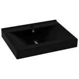 147030 Luxury Basin with Faucet Hole Matt Black 60x46 cm Ceramic