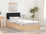 Bed Frame with Upholstered Headboard Black 75 x 190 cm 877811