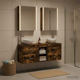 Bathroom Cabinet Set 5 pcs Smoked Oak Engineered Wood 3406691