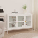 Sideboard White 105x35x70 cm Steel and Glass 336068