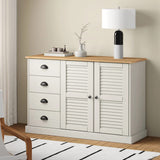 Sideboard with Drawers VIGO 113x40x75 cm White Solid Wood Pine 353188
