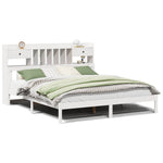 ZNTS Bookcase Bed without Mattress White 200x200 cm Solid Wood Pine 3322350
