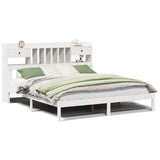 ZNTS Bookcase Bed without Mattress White 200x200 cm Solid Wood Pine 3322350