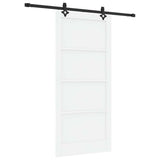 Sliding Door White and Black 93 x 202 cm Solid Pine Wood 3333515