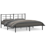 Metal Bed Frame without Mattress with Headboard Black 183x213cm 355566