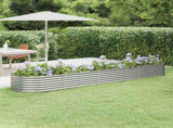 Garden Raised Bed Silver Powder-coated steel Large Durable 318932