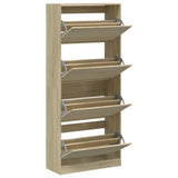 Shoe Cabinet with 4 Flip-Drawers Sonoma Oak 80x34x187.5 cm 3214380