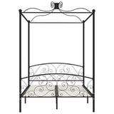Canopy Bed Frame without Mattress Black Metal 140x200 cm 284477
