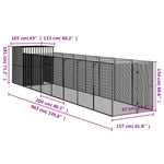 Dog House with Run Light Grey 165x863x181 cm Galvanised Steel 3189106