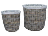 Laundry Basket with Lid 2 pcs Kubu Grey 42020973