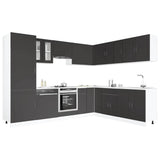 14 Piece Kitchen Cabinet Set Porto Black Engineered Wood 3314992