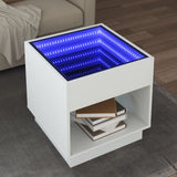 ZNTS Coffee Table with Infinity LED White 50x50x50 cm 847651