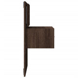 ZNTS Wall-mounted Bedside Cabinet with LED Lights Brown Oak 848169