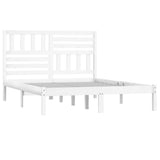 Bed Frame White Solid pine wood 140x190 cm bed Decorative Inlays 3101004