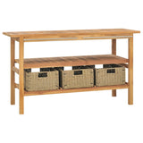 Bathroom Vanity Cabinet with Cream Marble Sinks Solid Wood Teak 3096589