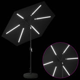 Garden Parasol with LED Lights 230 x 230 cm Polyester Black 42036254