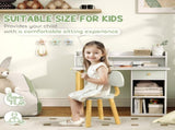 Two-Piece Children Study Table with Hutch, Kids Desk and Chair Set with Storage, Drawer, Shelves, T3398P422130