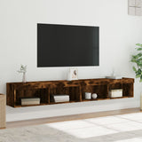TV Cabinets with LED Lights 2 pcs Smoked Oak 100x30x30 cm 837164