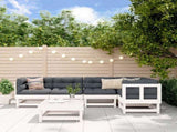 6 Piece Garden Lounge Set White Solid Wood Pine 3186446