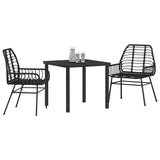 Garden Dining Set 3 pcs Black Poly Rattan 3380841