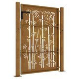 Garden Gate 100x125 cm Corten Steel Bamboo Design 153240