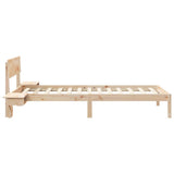 Bed Frame with Headboard Brown 90 x 200 cm Solid Pine Wood 873463