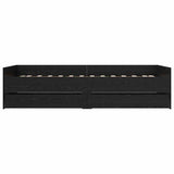 Bed Frame with Drawer Black Oak 90 x 200 cm Solid Pine Wood 3403206