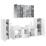 Bathroom Furniture Set 6 pcs White Engineered Wood and Glass 3407167