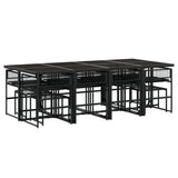 ZNTS 13 Piece Garden Dining Set Black Poly Rattan 3295055