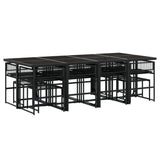 13 Piece Garden Dining Set Black Poly Rattan 3295055