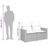 Garden Sofa with Cushions 2-Seater Black Poly Rattan 366035