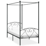 284442 Canopy Bed Frame without Mattress Grey Metal 120x200 cm