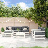 7 Piece Garden Lounge Set White Solid Wood Pine 3186243