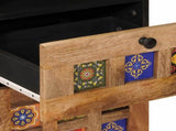 Bathroom Furniture Set with Door 4 pcs Natural Solid Mango Wood 3310098