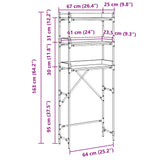 Washing Machine Shelf with Shelf Black 0ak 67 x 25 x 163 cm 883552