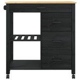 Kitchen Trolley MONZA Black 84 x 40 x 88.5 cm Solid Pine Wood 42027043