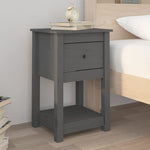 ZNTS Bedside Cabinet Grey 40x35x61.5 cm Solid Wood Pine 821733