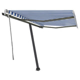 Manual Retractable Awning with LED 300x250 cm Blue and White 3069701