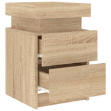 ZNTS Bedside Cabinet with LED Lights Sonoma Oak 35x39x55 cm 836753