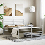 Metal Bed Frame without Mattress with Footboard White 160x200cm 352389