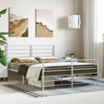 ZNTS Metal Bed Frame without Mattress with Footboard White 160x200cm 352389