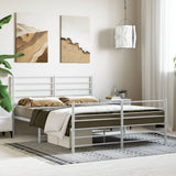 ZNTS Metal Bed Frame without Mattress with Footboard White 160x200cm 352389