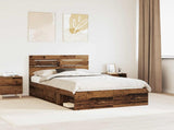 Bed Frame with Headboard Old Wood 135 x 190 cm Solid Pine Wood 3411429