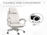 Linen-Look Office Chair, with 160&deg Reclining Back and Footrest - White T3398P342397