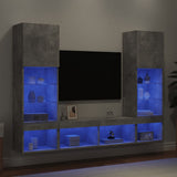 5 Piece TV Wall Units with LED Concrete Grey Engineered Wood 3216693