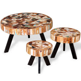 Three Piece Coffee Table Set Solid Reclaimed Wood 244229